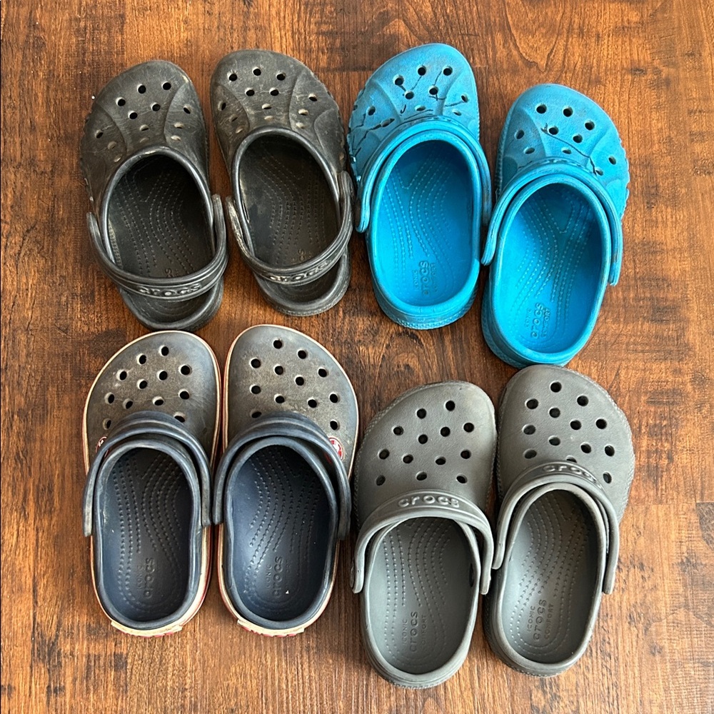 CROCS toddler Sandals - Black, Blue, Gray lot